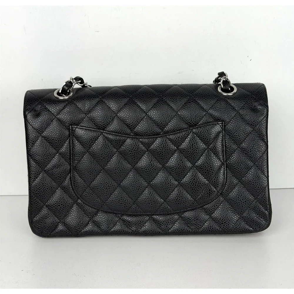 Chanel Classic Double Flap Shoulder Bag Medium in Black Caviar Leather 2012 D-04